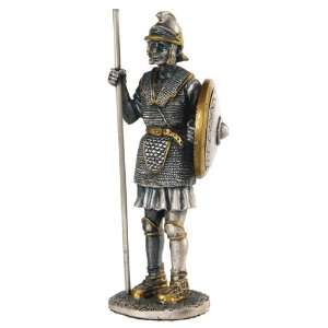  Figurine Medieval Warrior w/ Pike and Shield Pewter Made 