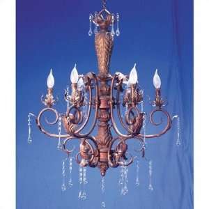  Inka Gold 6 Light Chandelier with Crystal