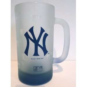   Frosted Beer Mug with Blue bottom and MLB insignias