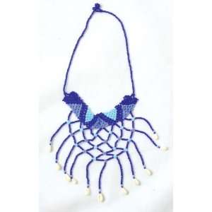  Massai Beaded Choker Necklace  Blue 
