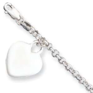  Sterling Silver Heart Charm Childs Bracelet Jewelry