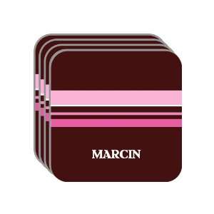 Personal Name Gift   MARCIN Set of 4 Mini Mousepad Coasters (pink 