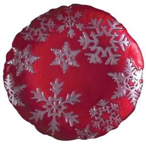  Vietri Italian Dinnerware Red Glass Snowflake Round 