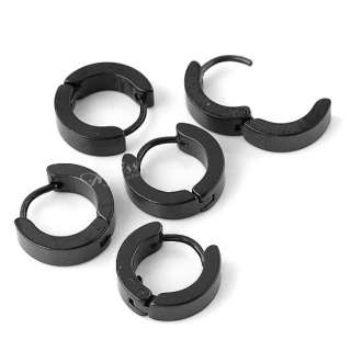 100x Black Stainless Steel Round Hoop Huggie Bulk Earrings Wholesale 