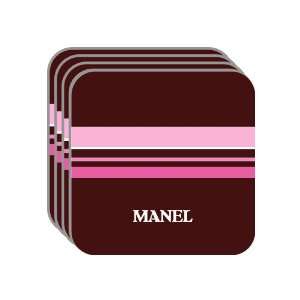 Personal Name Gift   MANEL Set of 4 Mini Mousepad Coasters (pink 