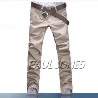  Skinny Slim Pocket Long Straight Trousers Pants Black/Khaki  