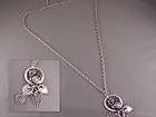 Antiqued silver tone owl branch leaf heart star pendant
