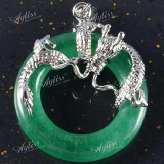 Pcs Green Jade Gem Dragon Round Dangle Pendant Gift  