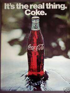 1970 Bottle of COCA COLA Soda vintage soft drink ad  