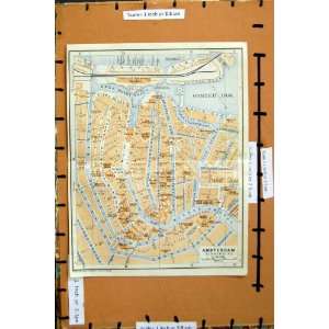  Map 1910 Street Plan Town Amsterdam Holland