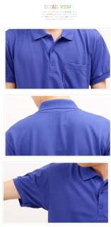   Solid Casual Polo Shirts Plain Tshirt Short Sleeve w/pocket  