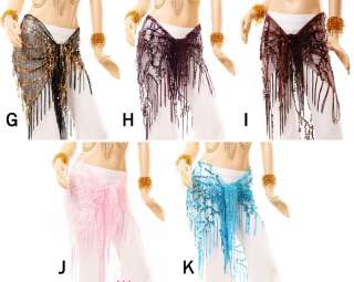   Dance Costume Sequins Triangle Scarf Belt Skirt Hip Wrap Jro  