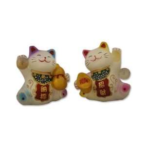    Pair Of Two Hand Painted Feng Shui Lucky Cats Toys & Games