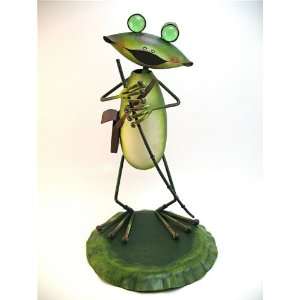  Metal Frog on Lotus Sculpture