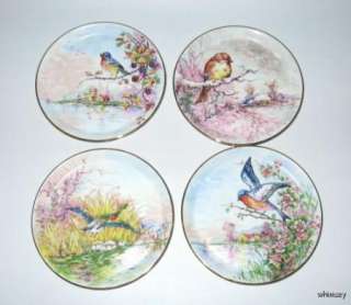 LEC Leclair Limoges Small Bird Plates Set of 4  