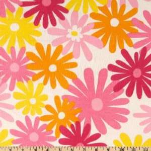  44 Wide Flannel Floral Pink/Yellow Fabric By The Yard 