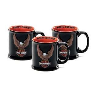    Set of 3 Harley Davidson Eagle Logo Coffee Mugs