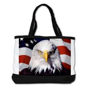  Shoulder Bag Purse (2 Sided) Black Eagle on American Flag 