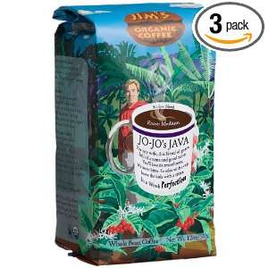 Jims Organic Coffee Whole Bean Jojos Java, 12 Ounce Units (Pack of 3)
