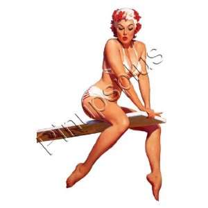  Retro Sexy Diving Board Swimmer Pinup Decal S354 Musical 