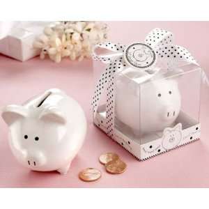 Lil Saver Favor Ceramic Mini Piggy Bank Gift Box With Polka Dot Bow 