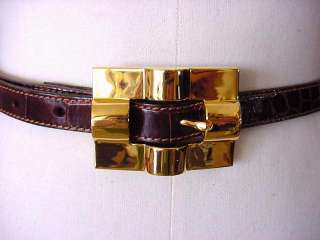 Rich Cognac brown Alligator belt with a classic gold buckle from 