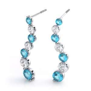  Journey Diamond and Blue Topaz Earrings in Platinum 