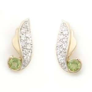  Sterling Silver Two Tone Peridot and Cubic Zirconia 