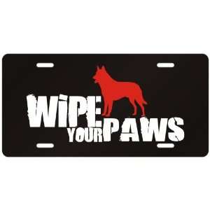   Belgian Malinois / Wipe Your Paws  License Plate Dog