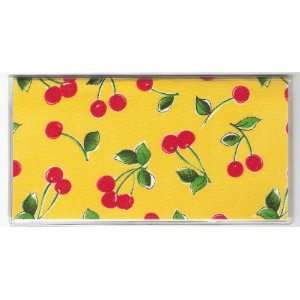   Cover Savings Account Cover Made with Cherry Cherries on Yellow Fabric