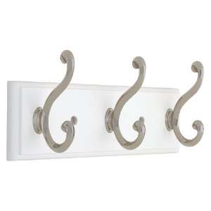 Liberty Hardware 129854 10 Inch Hook Rail with 3 Scroll Hooks, White 