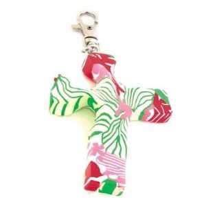  Comforting Clay Cross Clip   Pink and Green Floral 