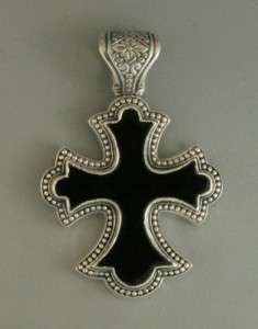 Konstantino Silver/18KY and Onyx Cross Greek pendant  
