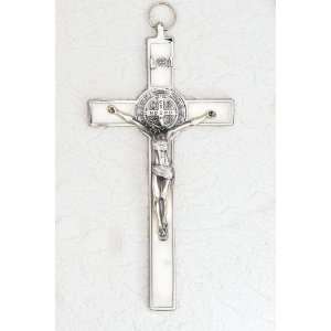  Large Mother of Pearl St. Benedict wall crucifix 