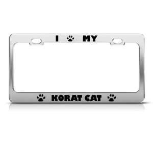 Korat Cat Chrome Animal license plate frame Stainless Metal Tag Holder
