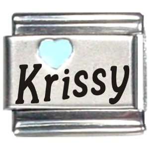  Krissy Light Blue Heart Laser Name Italian Charm Link 