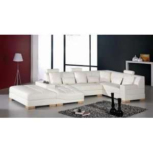  Florence White Leather Sectional Sofa