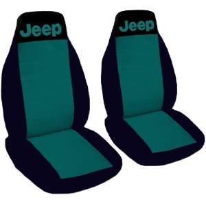 Complete set of Black and Teal Jeep seat covers for a Jepp Wrangler 