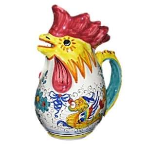 Deruta Ceramic Pottery Raffaellesco Rooster of Fortune Pitcher [D1038]