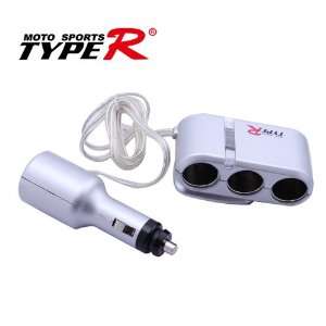  Type R DC 12 V LED 1+3 Ways Sockets Car Cigarette Lighter 