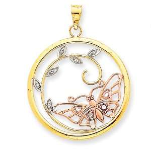   Diamond Cut Butterfly in Circle Pendant West Coast Jewelry Jewelry