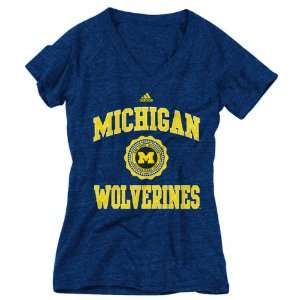 Michigan Wolverines Womens Heather Navy adidas Originals College Seal 