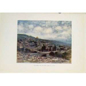  Holy Land Mount Olives Color Mosque Print Antique