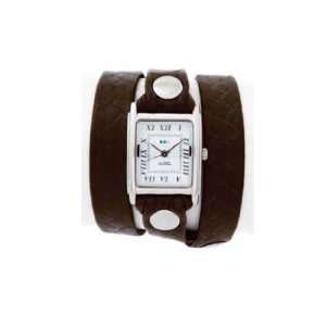   La Mer Collections   Simple Brown Basketweave Leather Wrap Watch