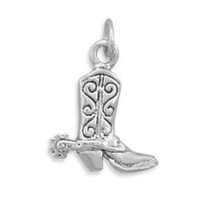   925 Sterling Silver Cowboy Boot Charm. 