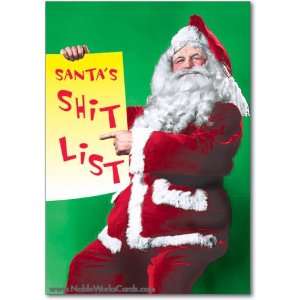  Funny Merry Christmas Card Santa Shit List Humor Greeting 
