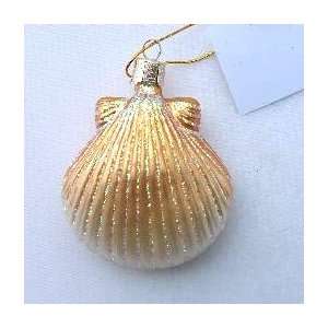   Blown Glass Pectin Shell Christmas Ornament Seashell