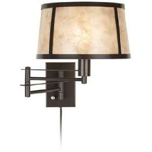    Bronze and Mica Plug In Swing Arm Wall Lamp
