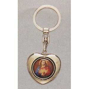   Heart Shaped Key Chain   Sacred Heart of Jesus   MADE IN ITALY