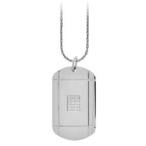  Mens Fine Polished Dog Tag Pendant with a Cut Out Frame 